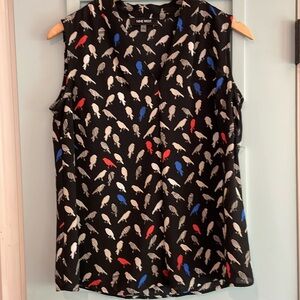 Nine West. V neck sleeveless top. Cute bird pattern. Size small